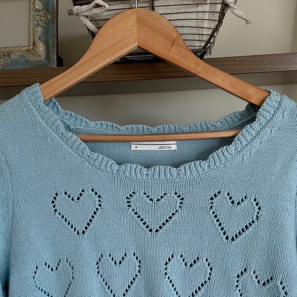 Anthropologie Blue Heart Sweater, Size Medium - Picture 5 of 12